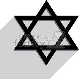 Jewish Star of David flat vector art with shadow