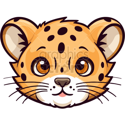 The clipart image features a cartoon representation of a baby tiger's face. The tiger has prominent, large eyes, a small nose and mouth, and is characterized by its orange fur with black stripes and spots.