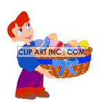 Animated boy with easter basket full of eggs