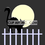 Animated black cat standing on a fence