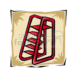 The image depicts a stylized representation of a red step ladder. It appears to be a simple graphic or clipart, with a beige or light tan background that gives the sense of a textured surface.