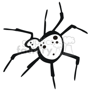 This image shows a spider with 8 long legs. The body is quite large, with a head visible. The body has black spots on it. It's done in a line-art style