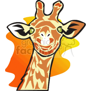 The clipart image depicts a single standing giraffe, an African animal known for its long neck and spotted coat pattern.
