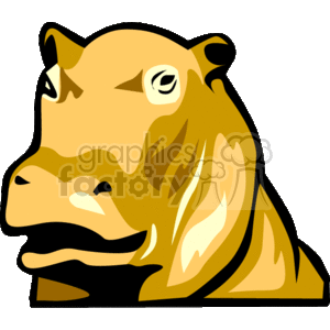 This is a stylized clipart image of a hippopotamus or hippo. The image primarily features shades of orange and brown, and has a simple, cartoon-like quality. The hippo's head is visible, with its distinct large muzzle, nostrils, eyes, and ears characteristic of the animal. Hippopotamuses are large mammals native to sub-Saharan Africa and are known for their mostly aquatic lifestyle.