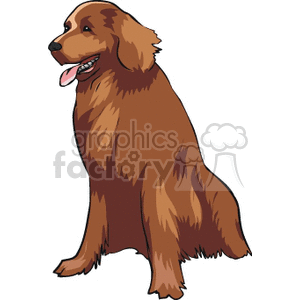 The clipart image features a brown dog with long hair. The breed could be akin to a retriever, such as a Labrador or possibly a Chesapeake Bay Retriever, known for their dense and waterproof coat.