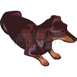 The clipart image shows a cartoon representation of a brown dachshund, a popular breed known for its long body and short legs, often referred to as a wiener dog.