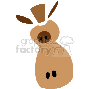 The image appears to be a very simple and abstract representation of a brown horse. The clipart is minimalistic, with only a few basic shapes and details suggesting the form of a horse, including what could be interpreted as ears, a snout, and nostrils.