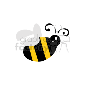 The clipart image depicts a stylized representation of a bee. It features characteristic elements such as black and yellow stripes, wings, and antennae. This type of image is often used to represent bees in a simplified or iconographic manner.