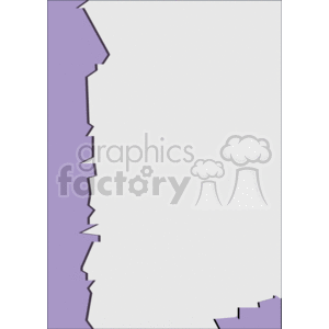 This image shows a simple clipart illustration of a frame or border. The background is white, and there is a jagged, irregular purple border creating a distinctive edge around part of the frame. The border's design gives it a bit of a dynamic or perhaps torn paper look. The image seems to be designed to encapsulate content within its central white space, providing a decorative edge to whatever is placed there.