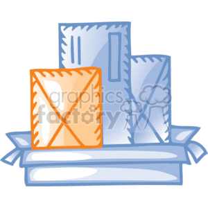 This clipart image depicts an assortment of envelopes, commonly used in a business office setting for mailing correspondence or shipping small items. The envelopes vary in size and appear to be resting in a box. The illustration has a simple and stylized design, suitable for representing office supplies related to work and mail.