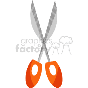 The clipart image shows a pair of scissors with orange handles. The scissors are in an open position.