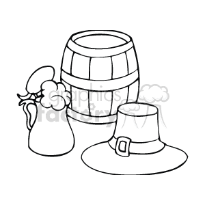 The clipart image contains a barrel likely meant to symbolize a keg of beer, a foamy beer mug, and a traditional Irish hat often associated with Saint Patrick's Day.