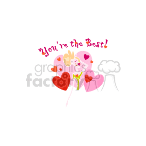 The clipart image includes a collection of variously sized hearts in shades of pink and red, along with a handwritten-style text that says you're the Best! The hearts are arranged in a whimsical, floating arrangement with one central heart featuring a smaller heart and floral accent.