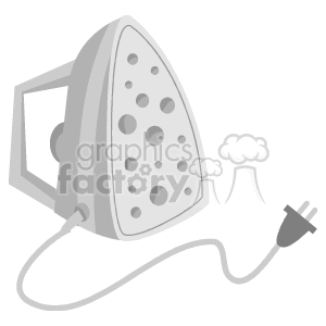 This clipart image depicts a flat iron used for ironing clothes. It is a stylized representation typical for household electronics associated with laundry and garment care.