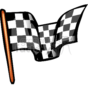 This is a clipart image of a waving checkered flag, commonly associated with racing sports to signal the finish of a race.