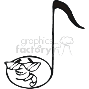 The clipart image contains a single musical notation element, which appears to be a stylized version of a quaver or an eighth note, a common symbol used in music to represent the duration of sound.