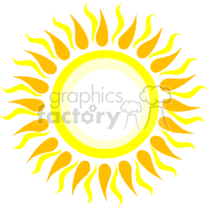 The clipart image features a stylized representation of the sun with yellow and orange rays emanating from a central circular shape.
