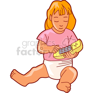 A Toddler in a Pink Shirt and a Diaper Holding a Phone