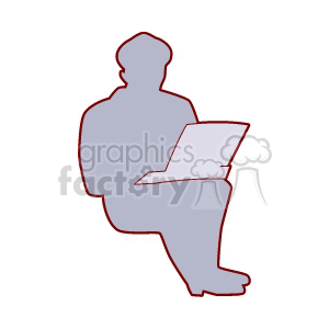 A Silhouette of a Person Sitting Working on a Laptop