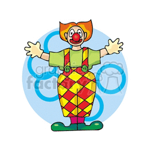 A Clown Wearing Funny Clothes Holding His Hands Out