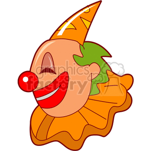 A Silly Happy Clown Face with big Red Nose and Lips Wearing a Cone Hat
