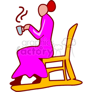 cartoon lady having tea