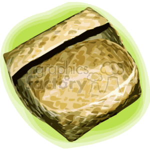 This clipart image depicts a Hawaiian lauhala basket, which is a traditional type of basket woven from the leaves of the hala tree, native to Hawaii and other Pacific Islands.