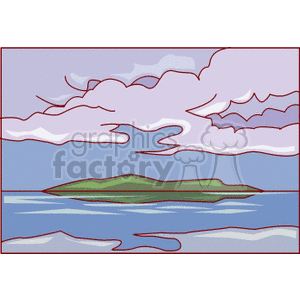 tropical island with cloundy sky
