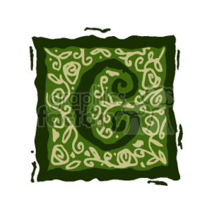 This clipart image shows a decorative calligraphic design of the letter C with swirls and foliage details, all within a stylized box frame.
