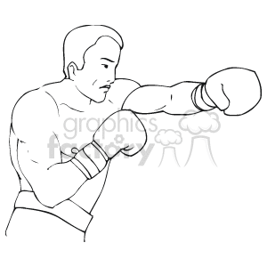 The clipart image shows a simplified depiction of a male boxer throwing a punch. He is wearing boxing gloves and has the stance and muscular build that is typical for a boxer engaged in the sport.