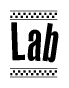 The clipart image displays the text Lab in a bold, stylized font. It is enclosed in a rectangular border with a checkerboard pattern running below and above the text, similar to a finish line in racing. 