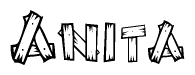 The clipart image shows the name Anita stylized to look like it is constructed out of separate wooden planks or boards, with each letter having wood grain and plank-like details.