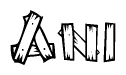 The clipart image shows the name Ani stylized to look as if it has been constructed out of wooden planks or logs. Each letter is designed to resemble pieces of wood.