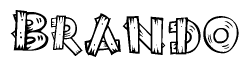 The clipart image shows the name Brando stylized to look like it is constructed out of separate wooden planks or boards, with each letter having wood grain and plank-like details.