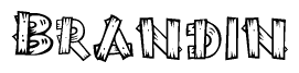 The clipart image shows the name Brandin stylized to look as if it has been constructed out of wooden planks or logs. Each letter is designed to resemble pieces of wood.