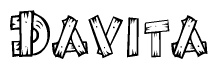 The clipart image shows the name Davita stylized to look like it is constructed out of separate wooden planks or boards, with each letter having wood grain and plank-like details.