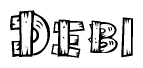 The clipart image shows the name Debi stylized to look like it is constructed out of separate wooden planks or boards, with each letter having wood grain and plank-like details.