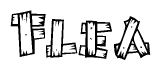 The clipart image shows the name Flea stylized to look like it is constructed out of separate wooden planks or boards, with each letter having wood grain and plank-like details.