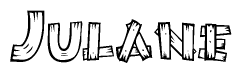 The clipart image shows the name Julane stylized to look like it is constructed out of separate wooden planks or boards, with each letter having wood grain and plank-like details.