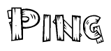 The clipart image shows the name Ping stylized to look as if it has been constructed out of wooden planks or logs. Each letter is designed to resemble pieces of wood.