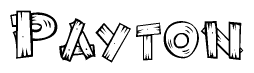 The clipart image shows the name Payton stylized to look as if it has been constructed out of wooden planks or logs. Each letter is designed to resemble pieces of wood.