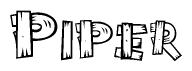 The clipart image shows the name Piper stylized to look like it is constructed out of separate wooden planks or boards, with each letter having wood grain and plank-like details.