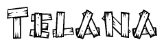 The clipart image shows the name Telana stylized to look like it is constructed out of separate wooden planks or boards, with each letter having wood grain and plank-like details.