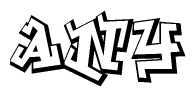 The clipart image features a stylized text in a graffiti font that reads Any.