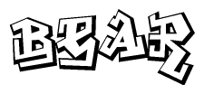 The image is a stylized representation of the letters Bear designed to mimic the look of graffiti text. The letters are bold and have a three-dimensional appearance, with emphasis on angles and shadowing effects.