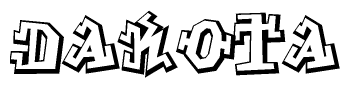 The clipart image features a stylized text in a graffiti font that reads Dakota.