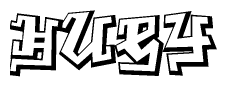 The clipart image features a stylized text in a graffiti font that reads Huey.