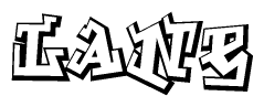 The clipart image depicts the word Lane in a style reminiscent of graffiti. The letters are drawn in a bold, block-like script with sharp angles and a three-dimensional appearance.