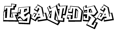 The clipart image features a stylized text in a graffiti font that reads Leandra.