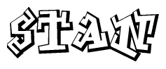 The image is a stylized representation of the letters Stan designed to mimic the look of graffiti text. The letters are bold and have a three-dimensional appearance, with emphasis on angles and shadowing effects.